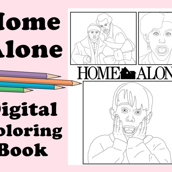 Home Alone Digital Coloring Book // Instant Print PDF, Kevin McAllister, Secret Santa, Christmas Activity, Coloring Pages, Macaulay Culkin