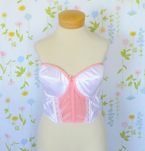 vintage 1980s light peach hand dyed bustier