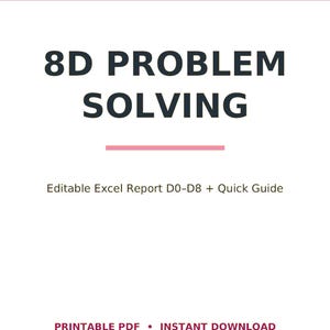 Informe de resolución de problemas 8D para análisis de causa raíz (plantilla Excel/8D D0-D8) + guía en PDF
