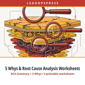 5 Whys Worksheet & Fishbone Diagram Template | Root Cause Analysis Problem Solving Printable