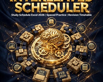 Plantilla de horario de estudio en Excel 2026 / Planificador del estudiante / Horario de repaso para exámenes / Práctica espaciada
