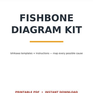 Plantilla de diagrama de espina de pescado en PDF / Hoja de trabajo de causa y efecto de Ishikawa / Kit imprimible de análisis de causa raíz de 6 M