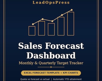 Sales Forecast Dashboard Excel | Monthly Quarterly Forecast Template | Sales Target Tracker