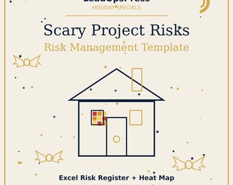 Plantilla de Excel para registro de riesgos / Herramienta de gestión de riesgos de proyectos / Rastreador de mitigación con mapa de calor 5x5 / Edición de Halloween