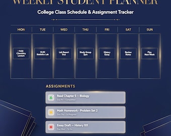 Planificador estudiantil en Excel / Plantilla de horario semanal / Horario de clases universitarias / Seguimiento de tareas