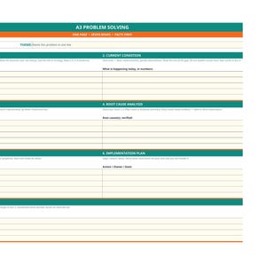 A3-Problemlösungsvorlage für Excel | Lean-A3-Berichtsarbeitsblatt + druckbare PDF-Datei | Digitaler Download