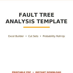 Plantilla de árbol de fallas para análisis de causa raíz en Excel / Generador de FTA con compuertas lógicas + conjuntos de cortes
