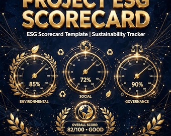 Excel para gestión de proyectos / Plantilla de cuadro de mando ESG / Rastreador de sostenibilidad / Panel de control de gestión de proyectos
