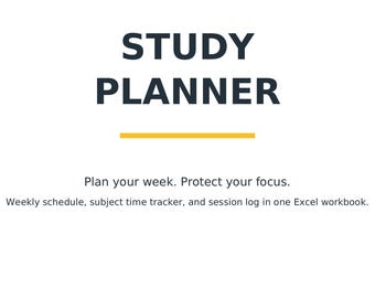 Studieplanner in Excel | Wekelijks studieschema, tijdregistratie per vak en sessielogboek voor studenten