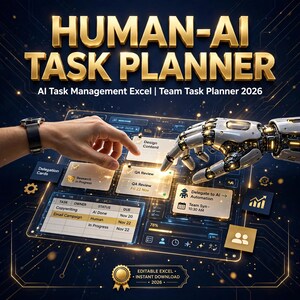 AI-uppgiftshantering i Excel | Mall för teamuppgiftsplanerare | Verktyg för chefsdelegering | 2026