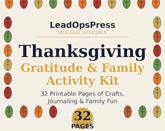 Kit de agradecimiento de Acción de Gracias para niños y familia / 32 páginas imprimibles, manualidad del árbol de la gratitud, tarjetas de conversación