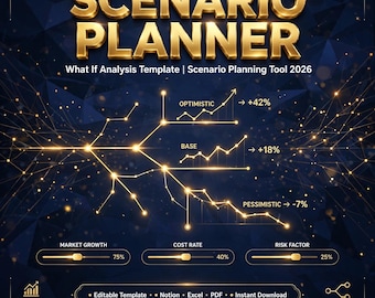 Excel para gestión de proyectos / Plantilla de análisis de escenarios / Herramienta de planificación de escenarios / 2026
