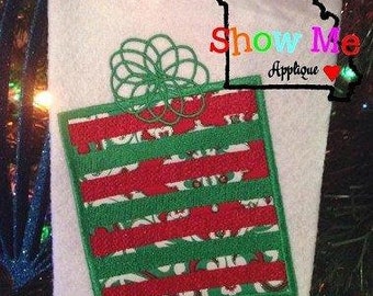 Striped Christmas or Birthday Gift Applique Machine Embroidery Design