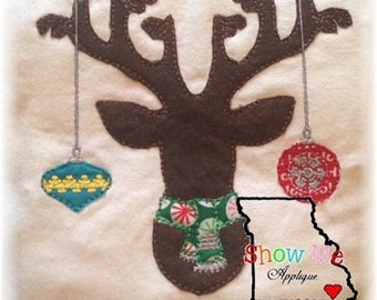 Christmas Deer Appique Machine Embroidery Design