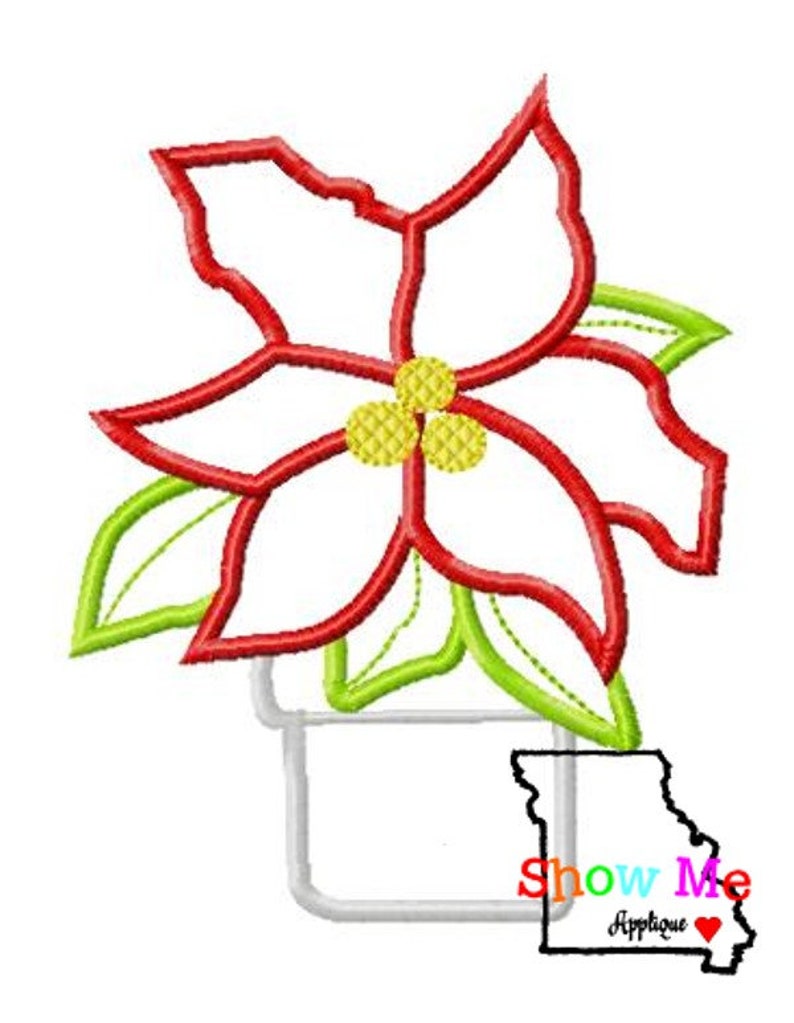 Poinsettia Applique Machine Embroidery Design image 2