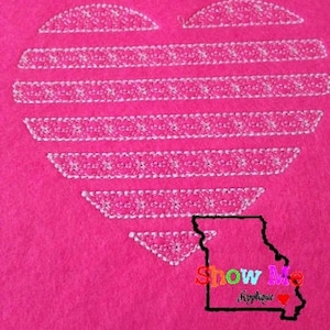 Lacy Striped Heart Machine Embroidery Design
