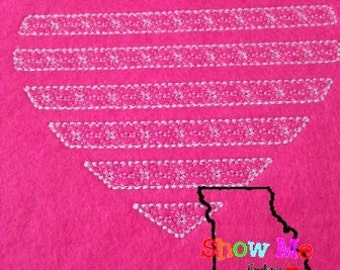 Lacy Striped Heart Machine Embroidery Design