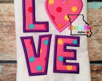 Love With Heart Applique Machine Embroidery Design