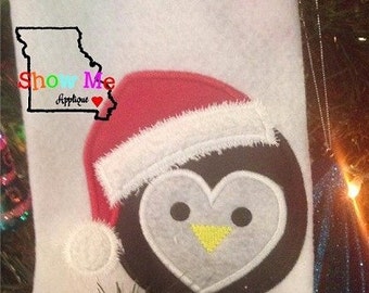 Penguin Santa Applique Machine Embroidery Design
