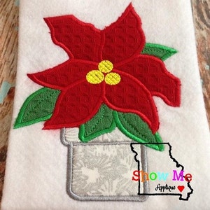 Poinsettia Applique Machine Embroidery Design image 1