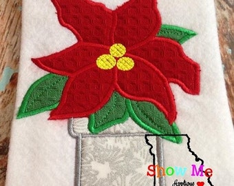 Poinsettia Applique Machine Embroidery Design