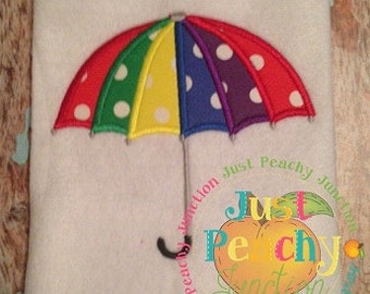 Rainbow Umbrella Applique Machine Embroidery Design