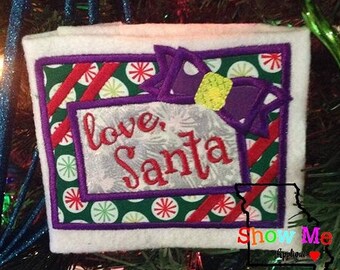 Love Santa Gift Applique Machine Embroidery Design
