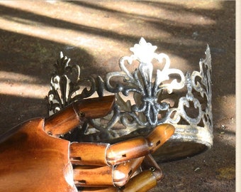 Crown Decoration  Ornament for Doll Santos or Embellish it for Mixed Media Art project Silver color