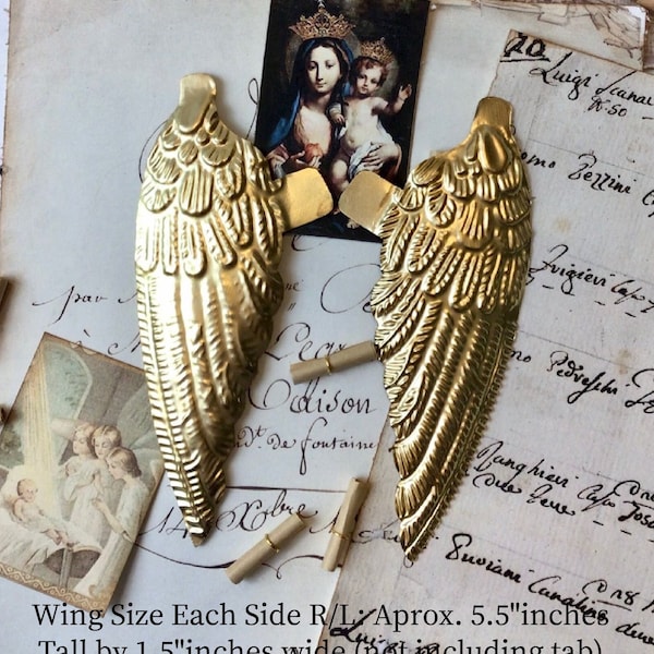 Bright Gold Angel Wings, Each Wing Measures 1.50 W x 5.5 L Tin 1 set, includes one right wing and one left wing, Ornament, Mixed Media