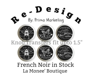 Redesign Knob Transfer,-French Noir-  Home Decor by Prima Marketing  Rub On Image Transfer for Furniture, Ceramics Decal