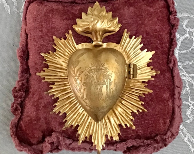 Featured listing image: Flaming Heart Lockett, Gold Finish