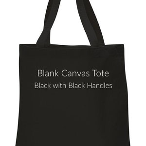Bag Canvas and Cotton Flat Tote Bag Black with Black Handles 13 By 13 Inches Blank, DIY, Screen Print, Paint, Sew, Embroidery, HTV- Iron On