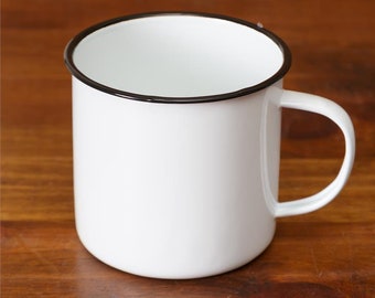 White Enamel Mug Etsy
