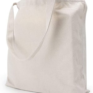Market Tote Bag Canvas Cotton White with White Handles 13.5 X 13 X 3 Inches Blank, DIY, Screen Print, Paint, Sew, Embroidery, HTV- Iron On
