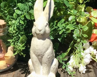 Single Sitting White Distressed Rustic Rabbit, Tier Tray, Shelf Sitters, Coffee Table Vignette, Home Decor, Gift, Fragile, Resin