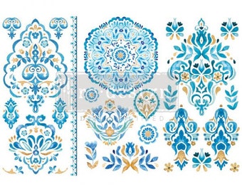 Artisinal Tile - Re Design - Décor Transfers - Home Decorating - Furniture, Walls, pattern of a Blue French Country tile  - Rub On - 655952