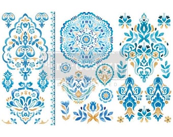 Artisinal Tile - Re Design - Décor Transfers - Home Decorating - Furniture, Walls, pattern of a Blue French Country tile  - Rub On - 655952