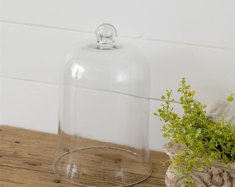 Large Glass Cloche Dome, for display of your vignette, collectibles, antiques, treasures 11"T x 7.5"W