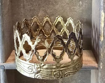 Mini Regal Crown made of tin metal for home décor vignette or santos cage Doll 1"T x 1.75"W