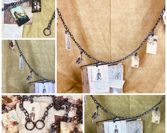 Metal Chain Garland, Decorative Clips on Chain, Rustic Garland, Wall Decor, Strong Chain, Distressed White Finish