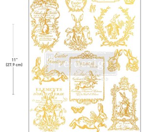 Gilded Spring H2O Water Transfer Decal, Gold French Easter and Spring themed