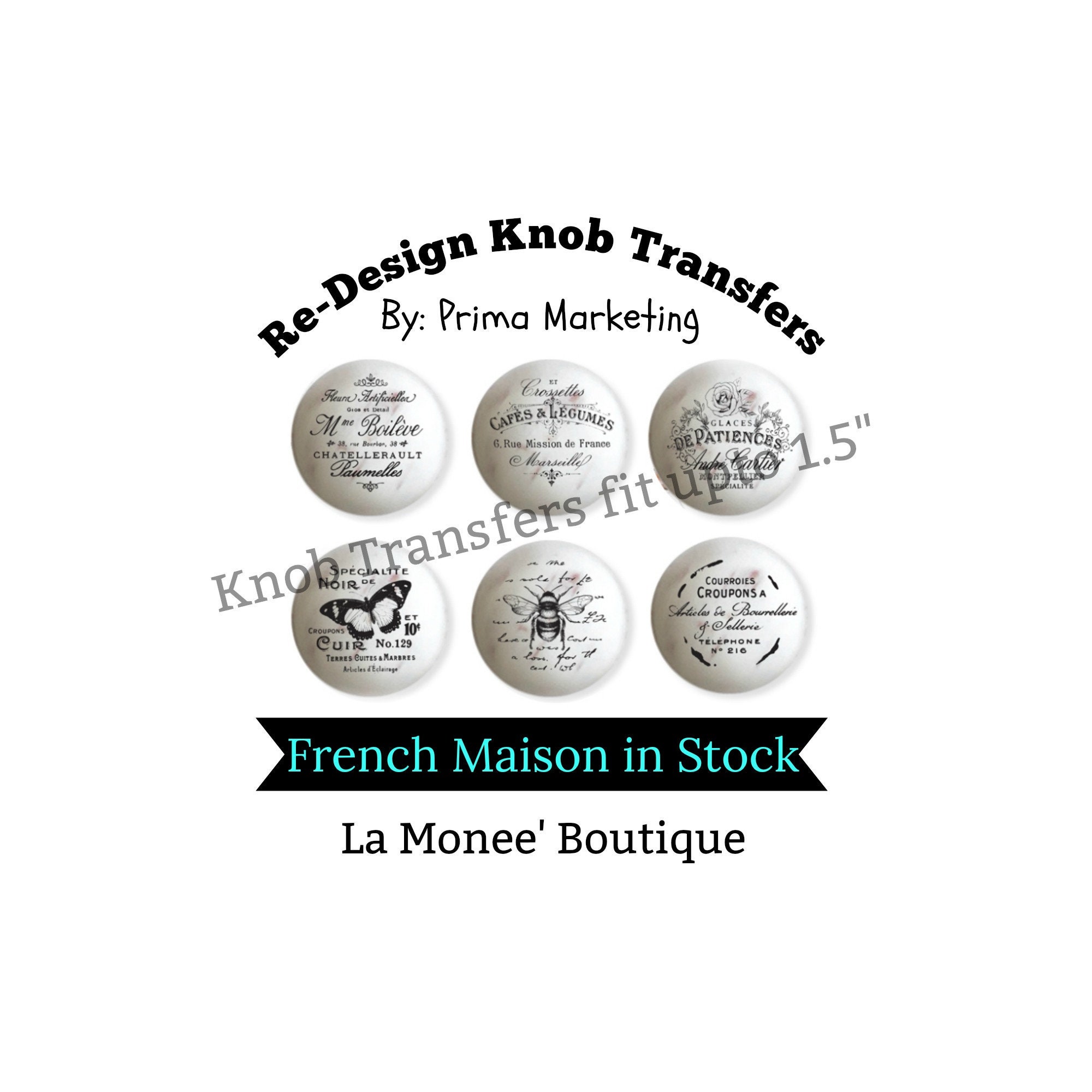 Redesign Knob Transfer French Maison Home Decor By Prima Marketing Rub On Image Transfer For Furniture Ceramics Decal la monee boutique