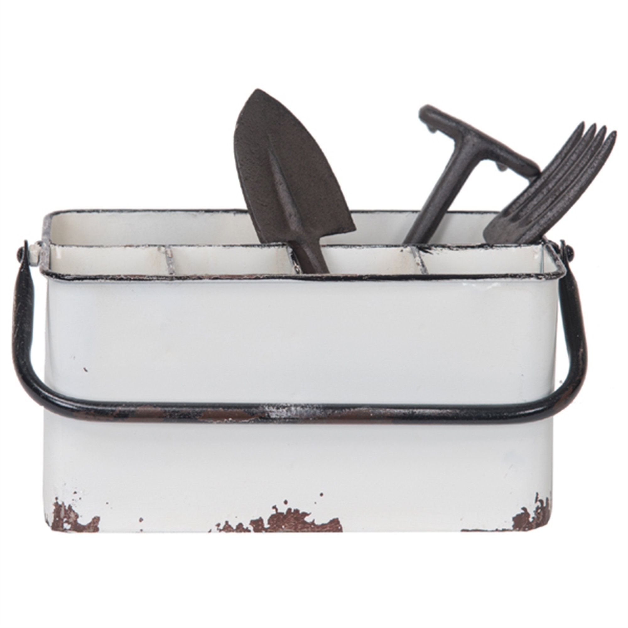 Enamelware Metal Utensil Caddy White and Black Trim Etsy