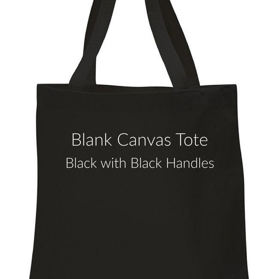 Bag Canvas and Cotton Flat Tote Bag Black With Black Handles 13 by 13 Inches Blank DIY Screen Print Paint Sew Embroidery HTV Iron On Etsy