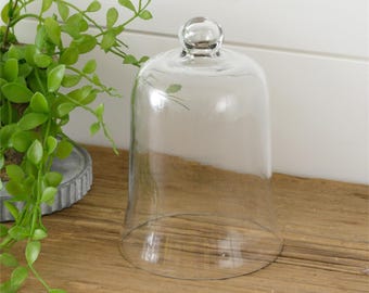 Small Glass Cloche Dome, for display of your vignette, collectibles, antiques, treasures 7"T x 5"W