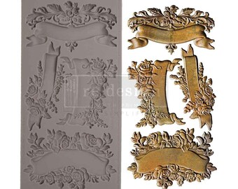 Blooming Banners - 5"X10" Re-Design Mould by Prima for mixed media art, home decor, candy, food, wedding cake, crown, wreath, Jewelry