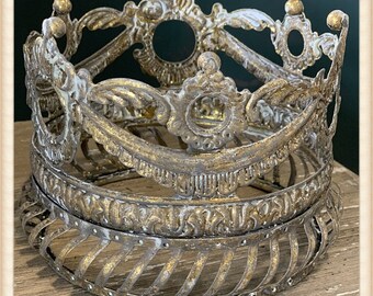 Gold Swag Metal Crown, Decoration Cake Topper Ornament or Embellish it for Mixed Media Art