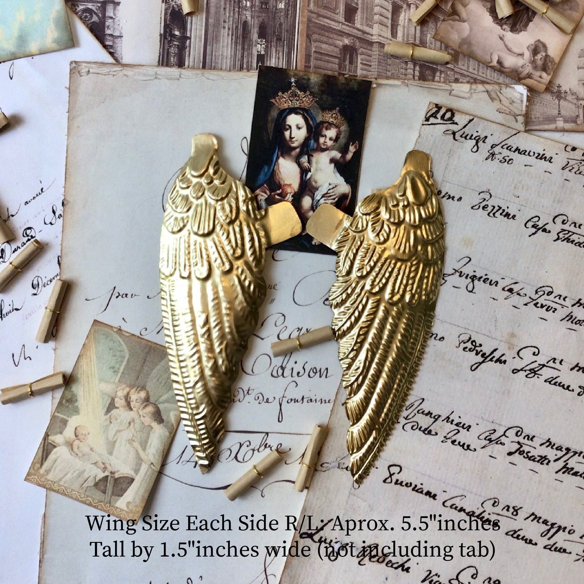 Angel Wing Set, Antiqued Gold Plate, 10 per Pack - TierraCast, Inc.