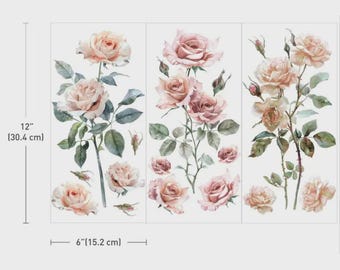 Blush Symphony - Re Design - Décor Transfers - Birds-Floral-Vintage- DIY - Mixed Media - Rub On - Small Transfers 3 Sheets 6x12 inches