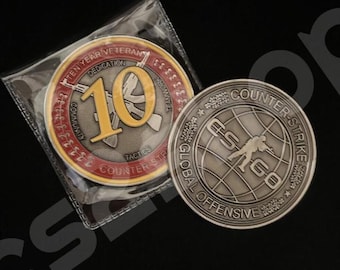 CS2/CSGO  10 Year Veteran Coin Handmade Metal – Counter-Strike Inspired Collectible (Pack of 1)